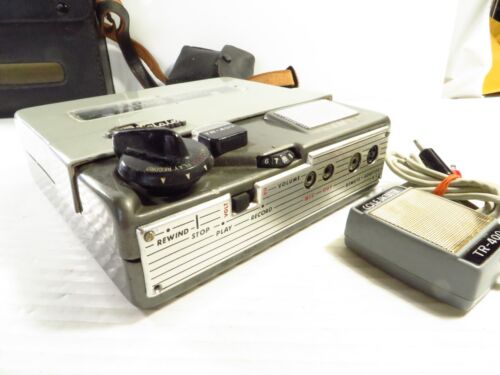 RARE MAGNÉTOPHONE À BANDE VINTAGE Cole Dictater bobine à bobine TR-400, avec micro, étui cuir - Photo 2/9