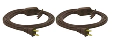 2 Pack-Indoor Household Extension Cords 6-Foot 16/2 SPT-2 3-Outlet, Brown