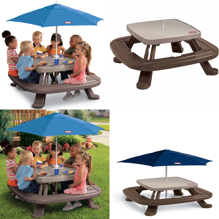 Little Tikes Fold 'n Store Picnic Table with Market Umbrella