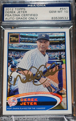 Derek Jeter 2012 Topps REAL 14Karat Gold Signed AUTO PSA/DNA MINT 10 STEINER 1/1