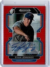 2022 Prizm Draft Picks Red Refractor Ryan Jennings Auto 15/50 (B72) Blue Jays