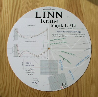 Linn Krane & Majik LP12 Custom Designed Tonearm Cartridge Alignment Protractor