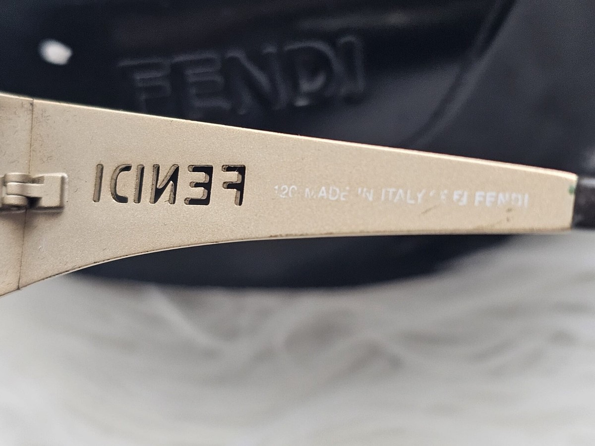 Vintage Fendi Sunglasses Womens Black Rhinestone Logo Rimless Oval