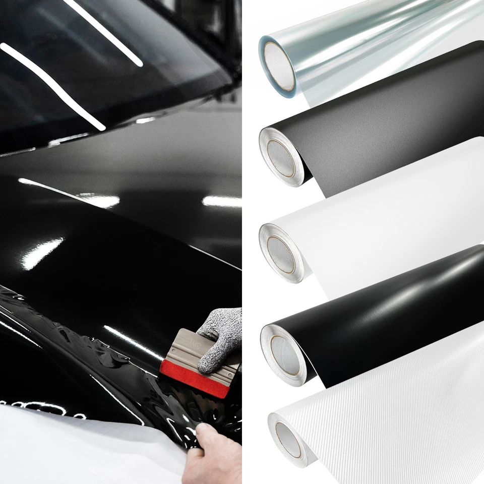 DECOMEISTER Lámina para coche negro brillo blanco mate 7 €/m² lámina adhesiva muebles lámina protectora sin burbujas