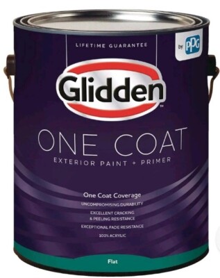 Glidden One Coat Exterior Paint + Primer Flat Ultra Deep Base 1 Gallon ...