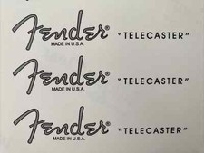 Fender USA Telecaster Waterslide Headstock Decal 3 pc Non-met Silver