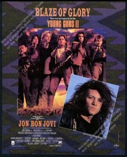 1990 Jon Bon Jovi Young Guns II movie cast photo Blaze of Glory vintage print ad