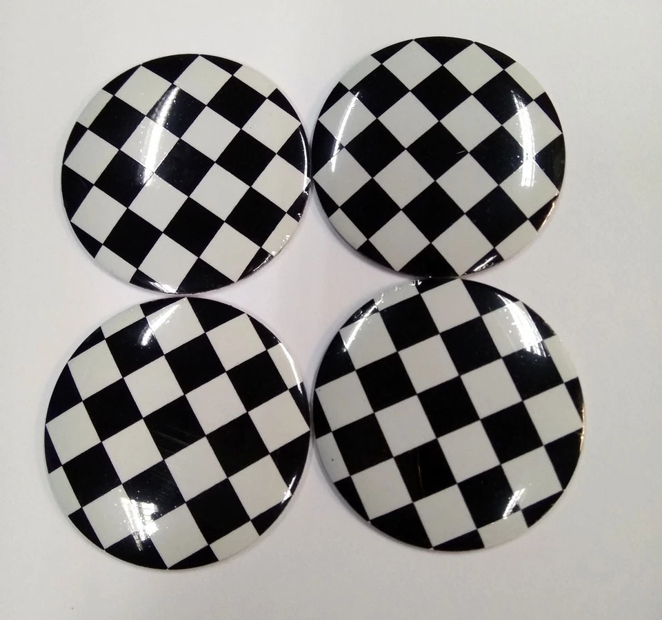 Checkered Flag 3D Metal Car Wheel Center Hub Cap Trim Sticker Emblem Decal 56mm - Image 2 of 4