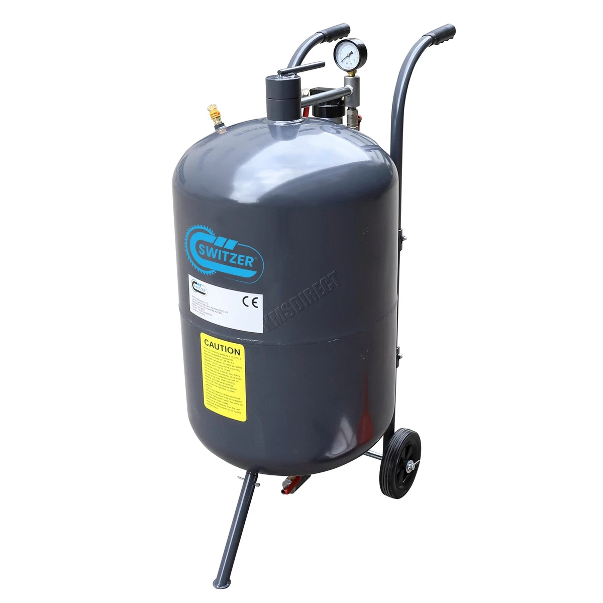 Portable Sand Blaster Shot Blasting With Gun Water Trap Mobile Wheels 76L Grey