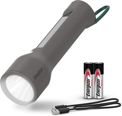 Energizer S-600 Hybrid Power LED Flashlight, Solar, Rechargeable, or AA Battery