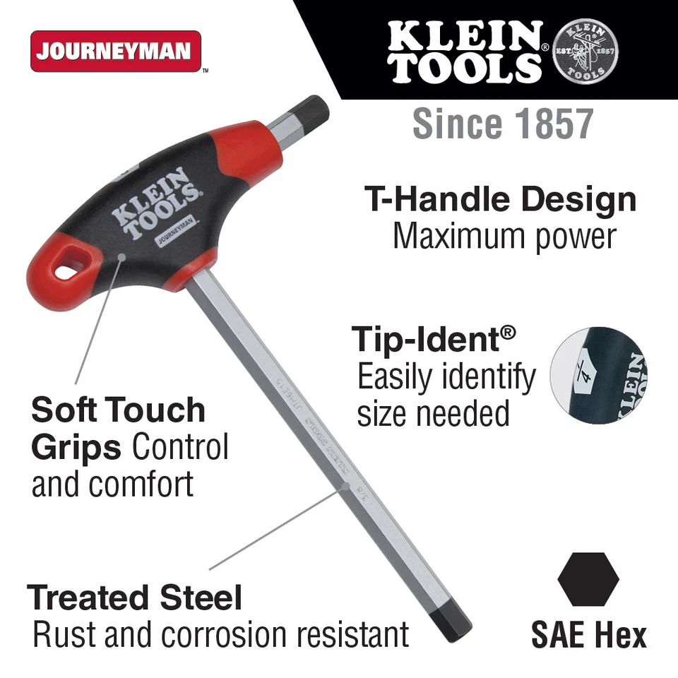 Klein Tools JTH4E11 3/16-Inch Hex Key with Journeyman T-Handle, 4-Inch - Image 2 of 2