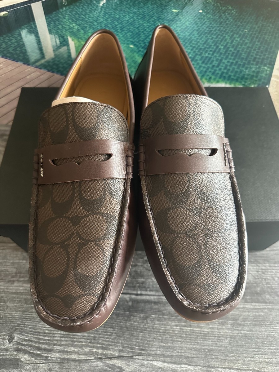 BN Coach Mott Driver Men's Size 12 D Loafers Shoes signature G2983