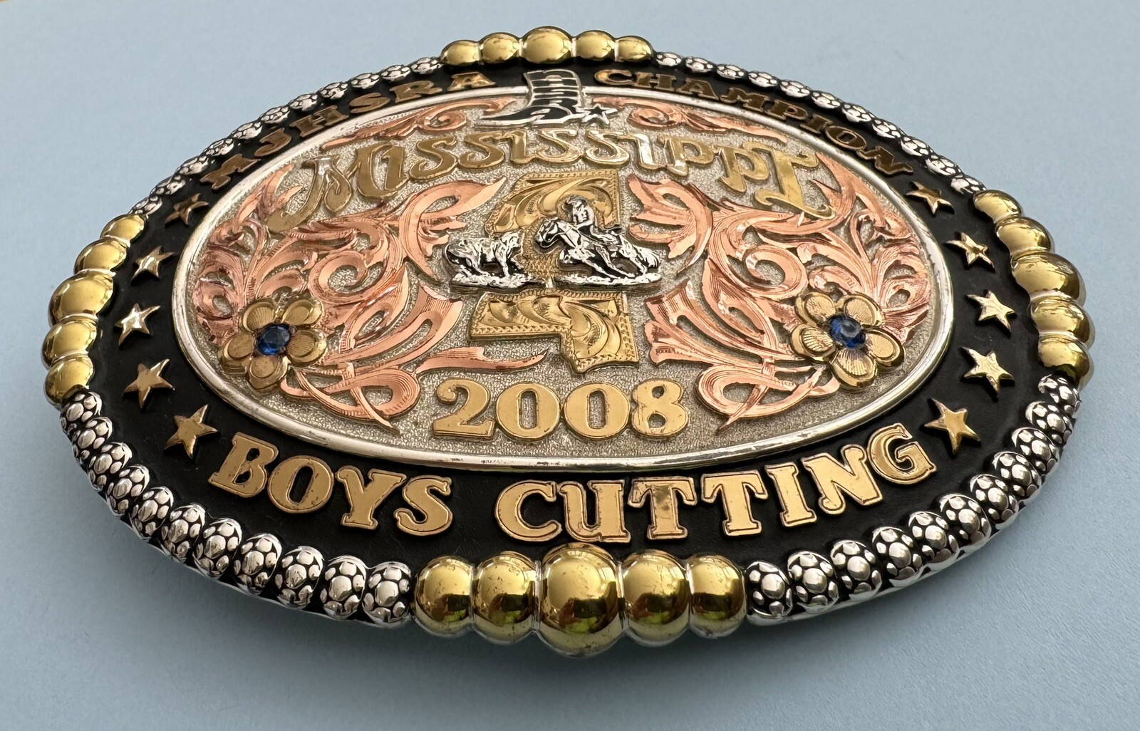 Vintage 2008 Mississippi MJHSRA Boys Cutting Champion Gist Trophy Belt Buckle