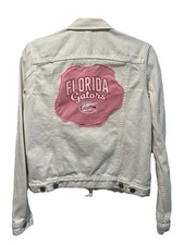 Upcycled Florida Gators Denim Jacket Small Custom Handmade Pink Patch NCAA Chomp