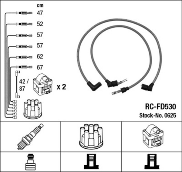 ZüNdleitungssatz NGK 0625 FüR Ford GU GNU BNG GBG BNC Sierra GBC Turnier 2 1 4X4-image