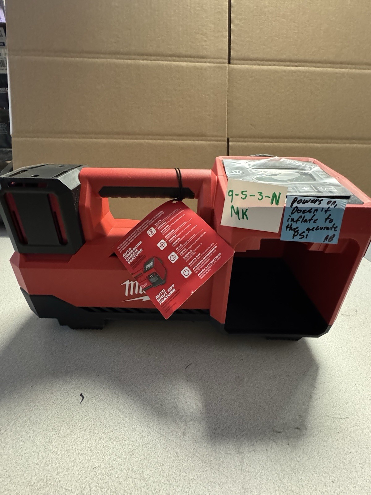 Milwaukee M18 18V Cordless Tire Inflator - 2848-20 - FOR PARTS OR REPAIR