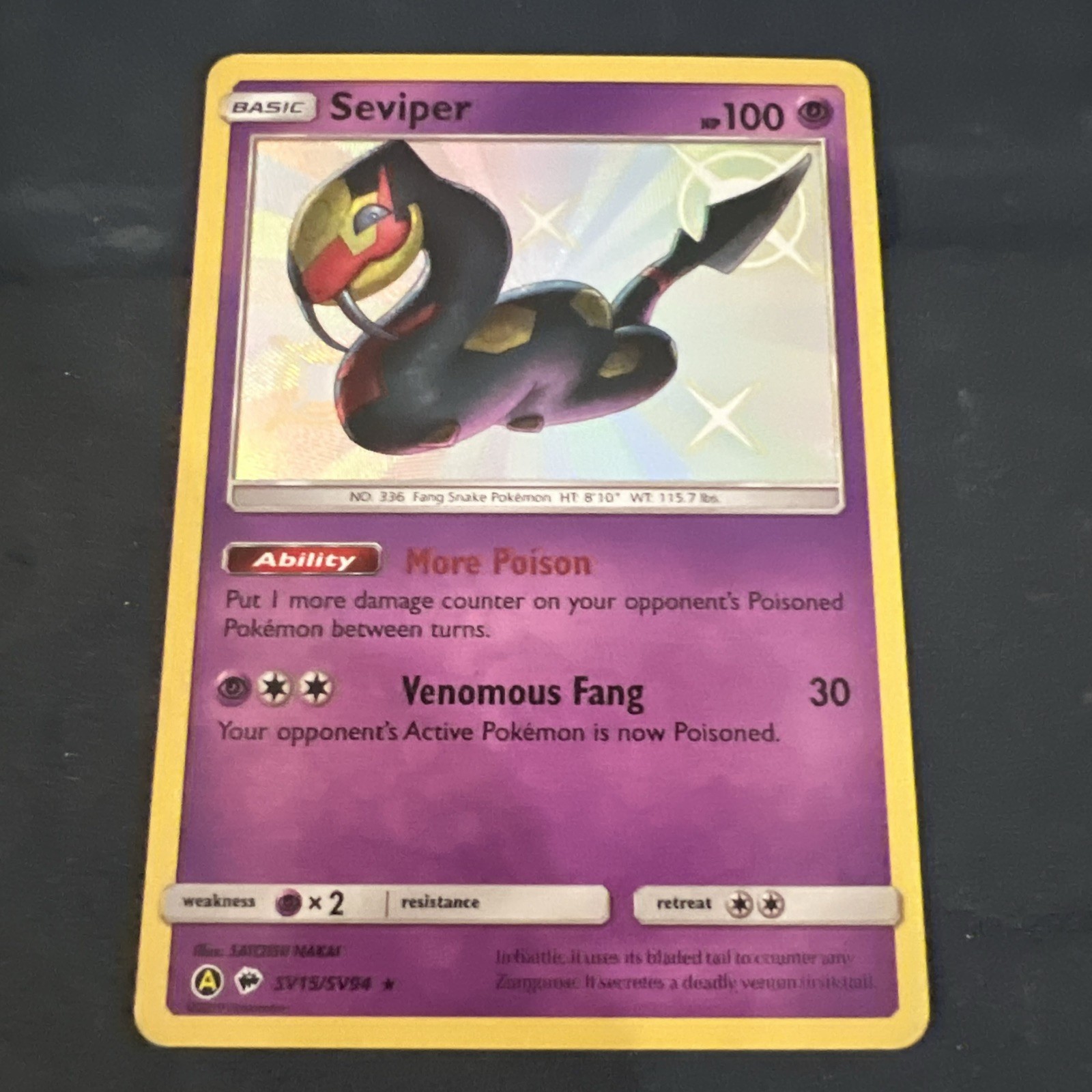 Seviper SV15/SV94 S&M Hidden Fates Shiny Vault Holo Rare 2019 Pokémon TCG Card