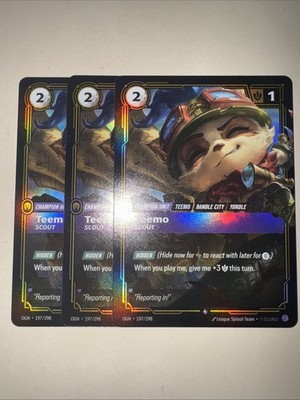 Teemo 197/298 Riftbound TCG X3 Playset Origins 2025 Rare Holo TCG Card Game CCG