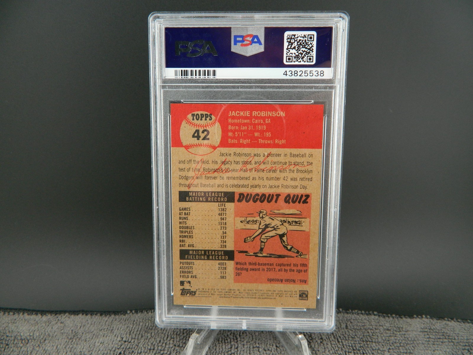 Jackie Robinson PSA 9 MINT Topps #42 Collector Card BROOKLYN Dodgers HOF 2018 view 2