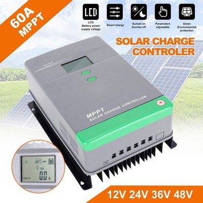 MPPT 60A Solar Panel Battery Charger Controller 12V/24V/36V/48V Auto US Parallel