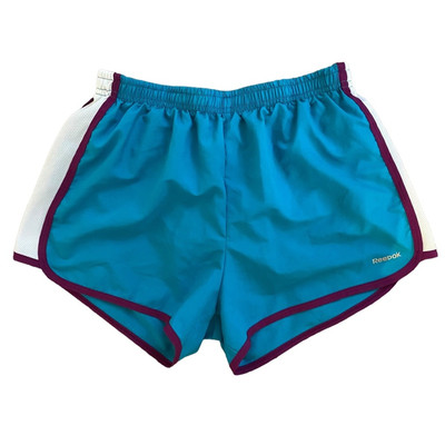 REEBOK Athletic Shorts Teal Purple Built in Briefs Size Small Activewear  Running