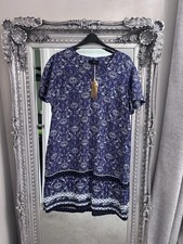 Next Women’s BNWT Navy Blue Floral Linen Blend Summer Dress Size 22
