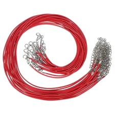 20 Pcs 16"x0.06" Necklace Cord Waxed Leather Necklace String Rope Red