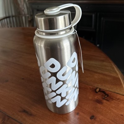 Brand New Dunkin  32oz Stainless Hydration Bottle Brushed Silver/White