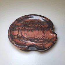 Handmade Ceramic Spoon Rest Rustic Earth Tones Kitchen Utensil Holder