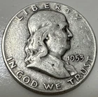 1953 Ben Franklin Half Dollar Circulated "Business" 90% Silver Coin