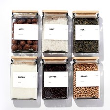 Glass Storage Jars with Bamboo Lid, glass canisters with airtight lids, Clear...