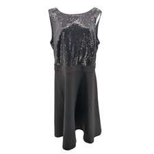 Lane Bryant Sequin Cocktail Dress Black Fit Flare Party Size 18/20