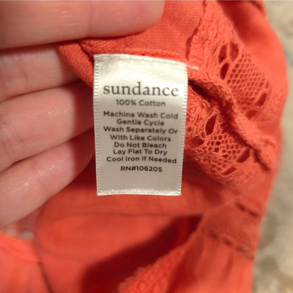 Manga Gorra Sundance Encaje Rayas Naranja/Rosa Mujer Talla M 100% Algodón Boho Foto 4 de 4