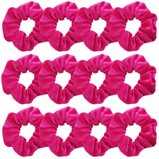 12 Pack Hair Scrunchies Hot Pink Velvet Elastics Scrunchy Bobbles Soft Hair Band