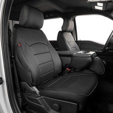 EKR F150 Leather Seat Covers Custom for 2021-2026 F-150 SuperCrew Full Set Black