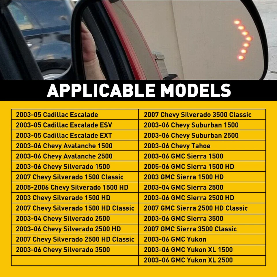 Espejo de vidrio térmico intermitente lado del pasajero derecho para Chevy GMC Cadillac 03-2007 Foto 4 de 4