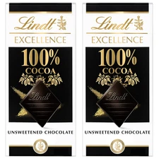 (2) Lindt Excellence 100% Dark Chocolate Bars 3.5 Oz Each Yummy ^