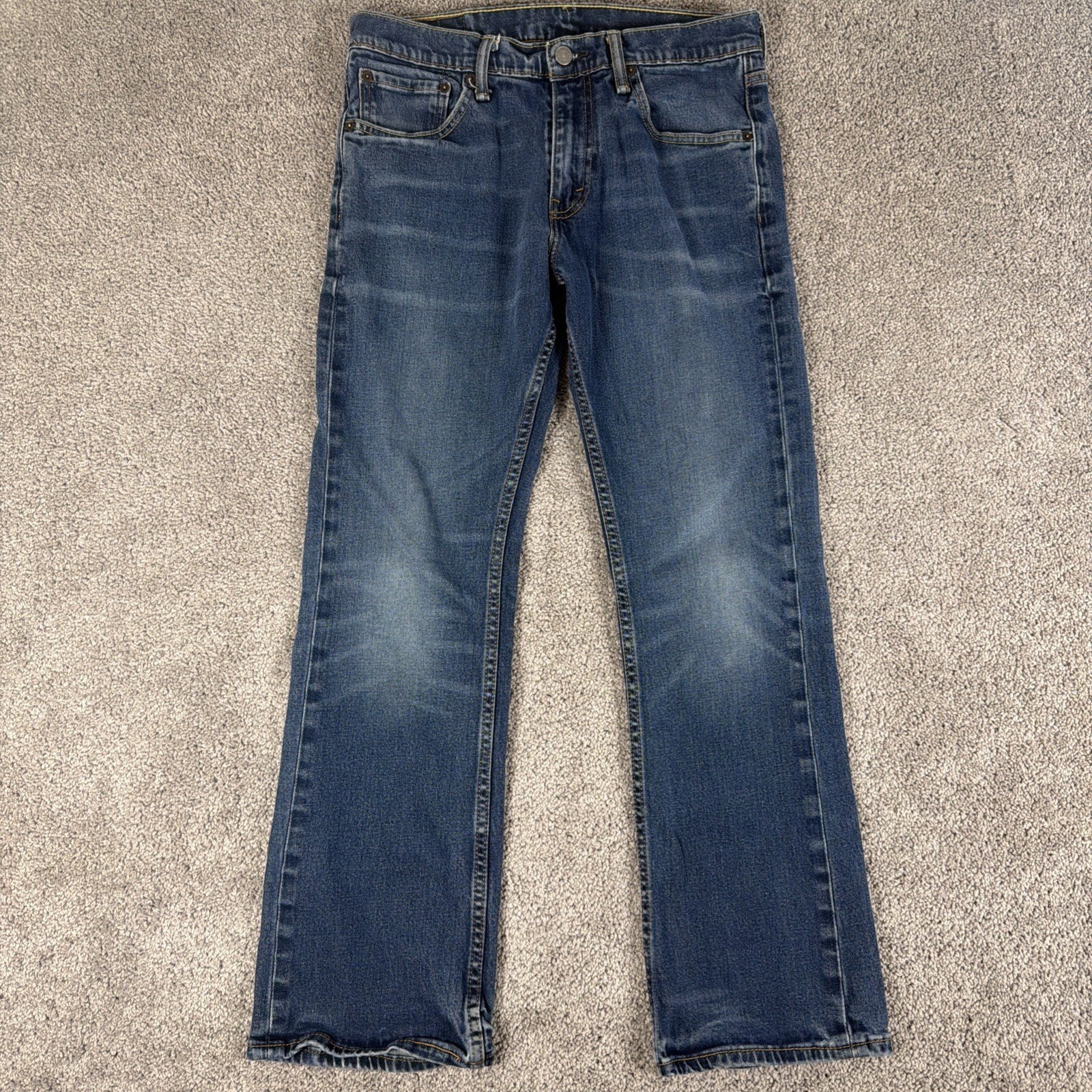 Levis 527 Jeans Mens 32x30 Whiskered Blue Wash Slim Bootcut Denim Western