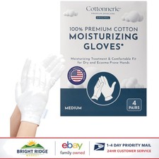 4 Pairs Eco-Friendly Cotton Gloves for Sleeping, Moisturizing Relief Overnight