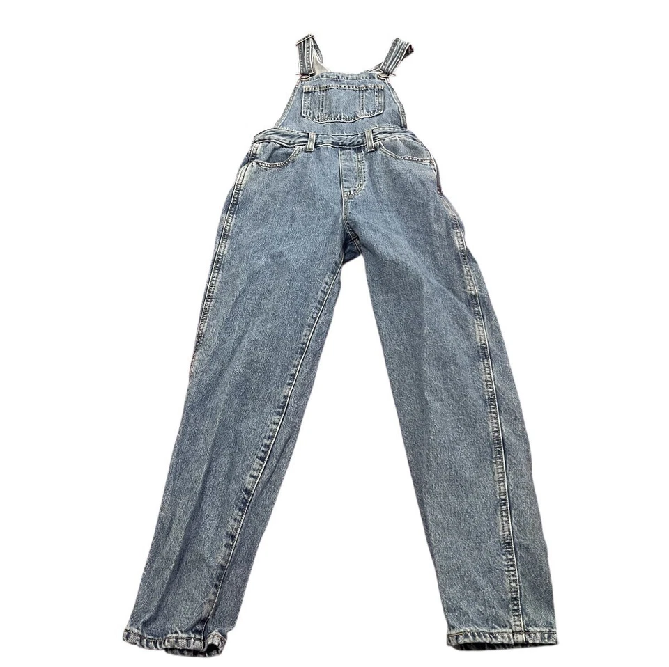 女式复古李维斯·施特劳斯牛仔围兜工作服牛仔裤尺寸 24W 拉链 — 第 3/4 张图片