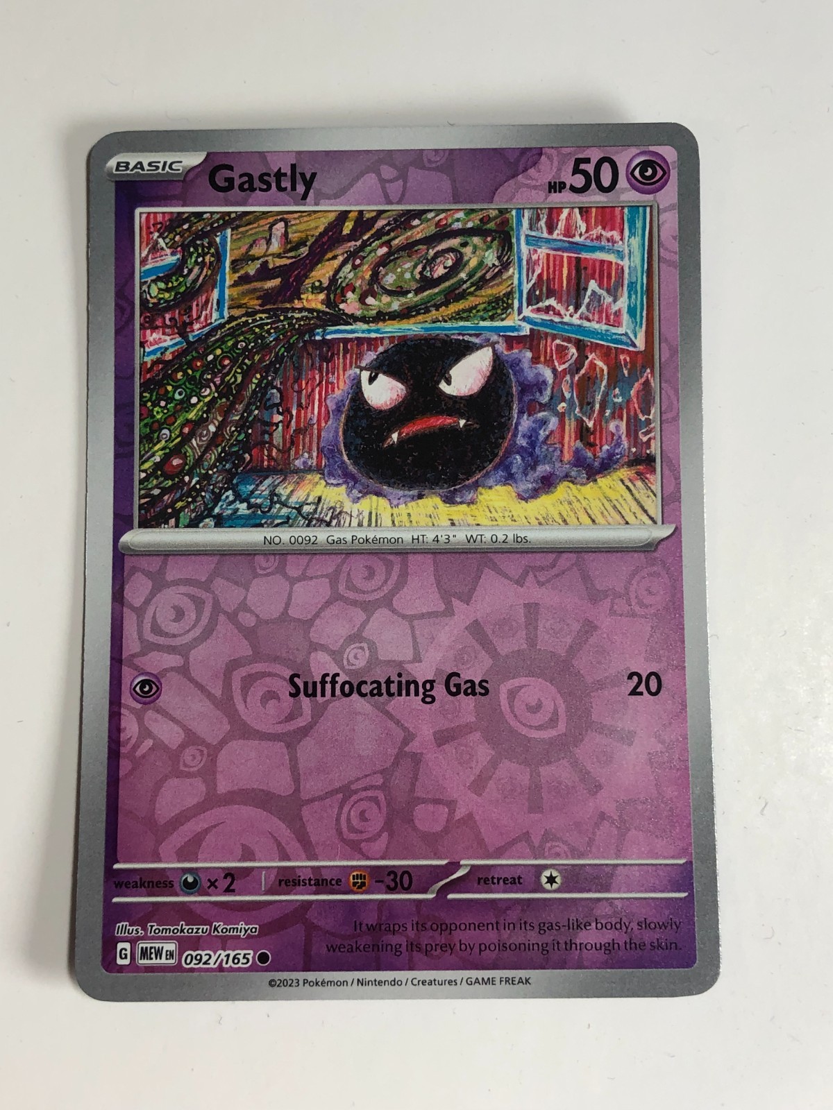 Pokemon TCG 151 Reverse Holographic Gastly 092/165 Near Mint