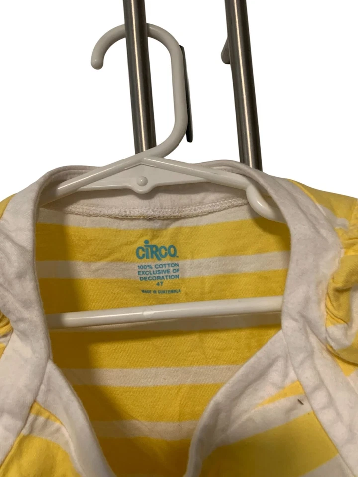 Circo Girls Size 4T Yellow White Striped Pullover Tshirt Whale Tee Short Sleeve - Image 2 of 3