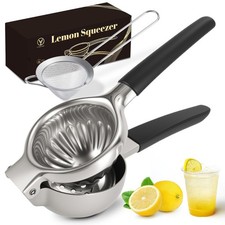 304 Stainless Steel Lemon Squeezer, Manual Lime Squeezer with 13 Filter Holes...