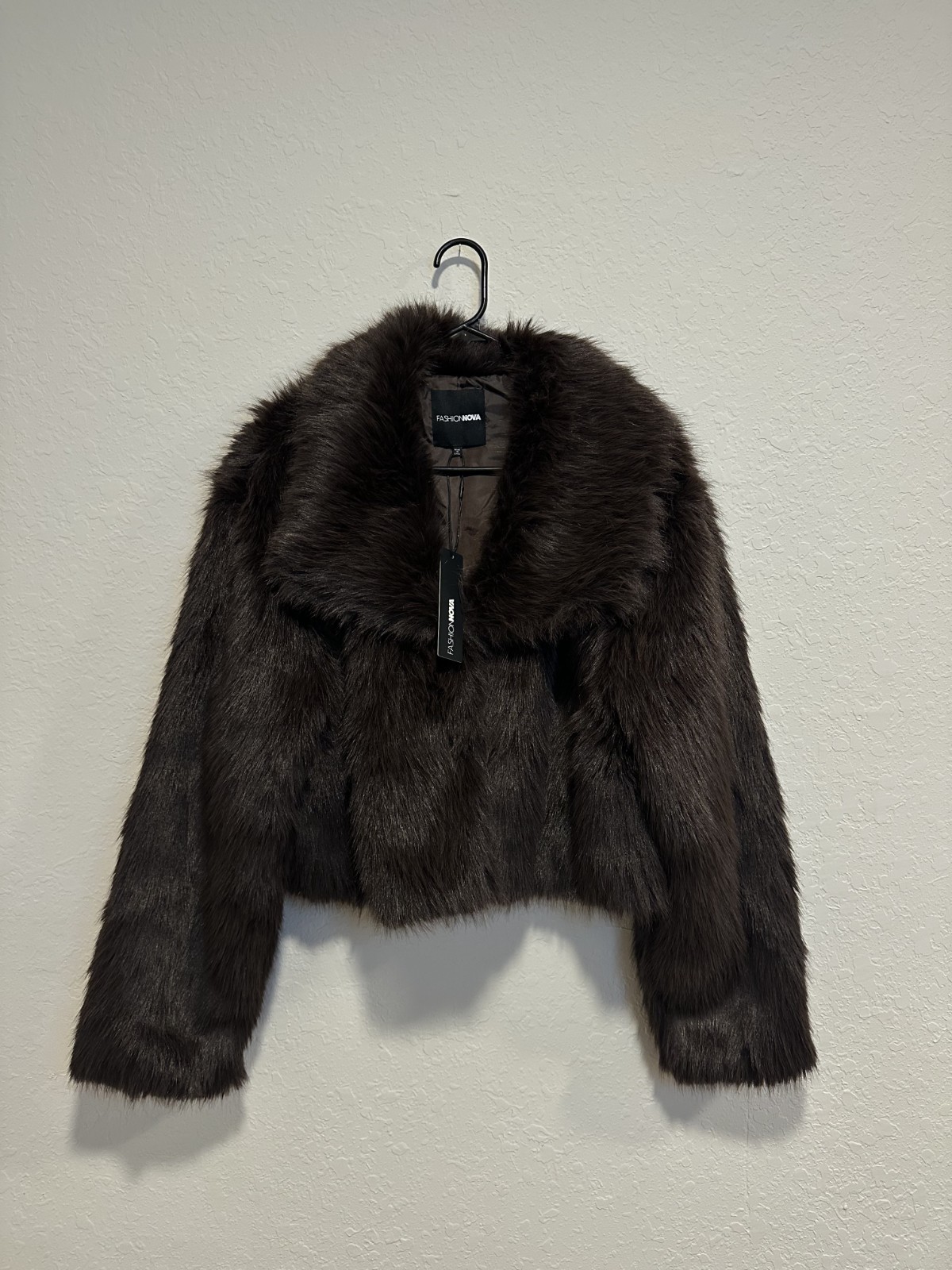 Brand New Fashion Nova Chocolate Faux Fur Cropped Jacket - Size XL