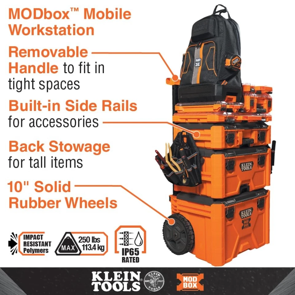 Klein Tools Modbox Portable Tool Box With Clear Lid Removable Dividers Weathe... - Image 3 of 4