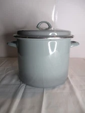 CROFTON 12 QT LIGHT BLUE/ GRAY STOCK POT PORCELAIN ENAMEL COATED STEEL  & LID