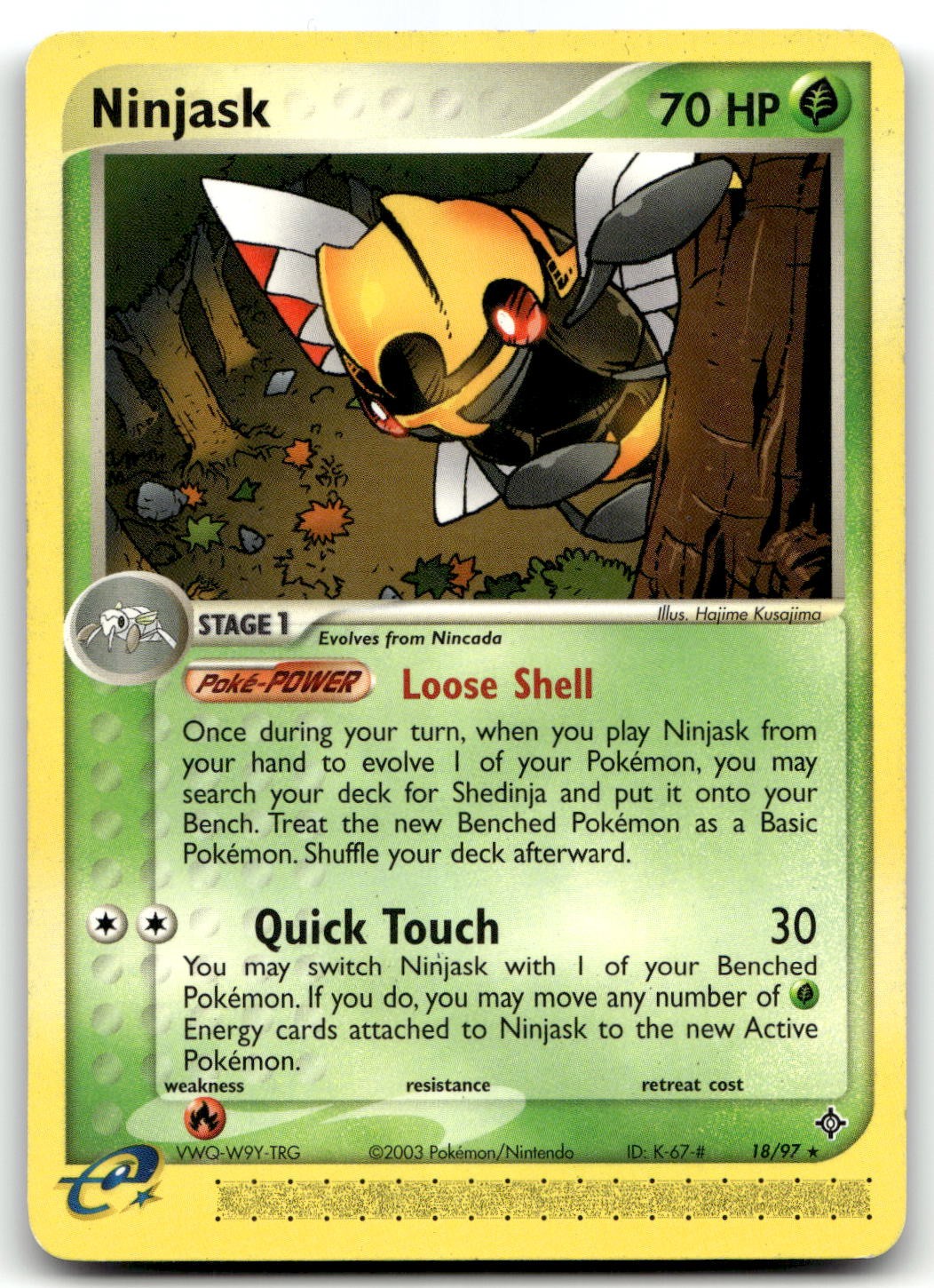 Ninjask 18/97 Dragon Rare Pokemon TCG MP
