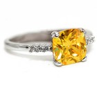 2CT Heat Treated Yellow Topaz 925 Solid Sterling Silver Ring Sz 6  — photo 2