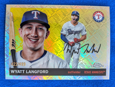 2025 Topps Chrome Platinum Topps Refractor /499 Wyatt Langford #142 Rangers