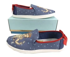 TOMS X Disney Snow White Blue Size 8 Womens Flats Slip On Canvas Shoes NEW